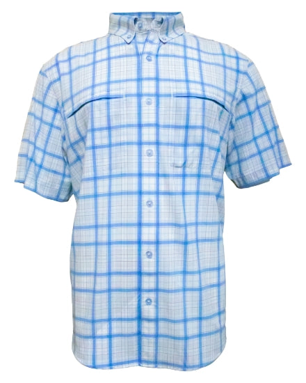 Men's Short Sleeve Plaid Vented Button Up