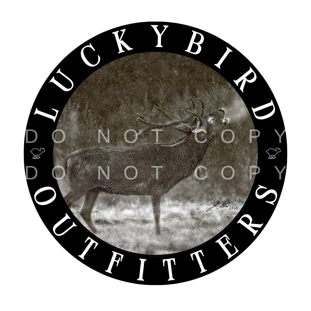 LuckyBird Outfitters Performance Hoodie with Red Stag Print