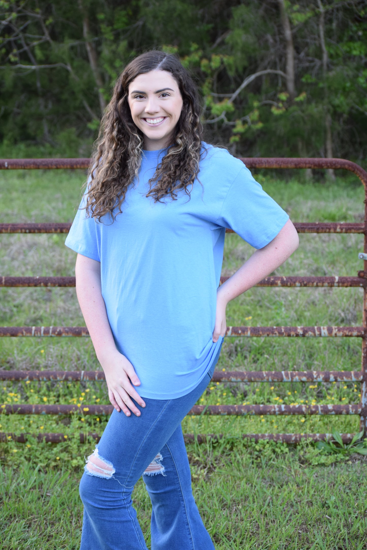 Carolina Blue Cotton Short Sleeve Tee