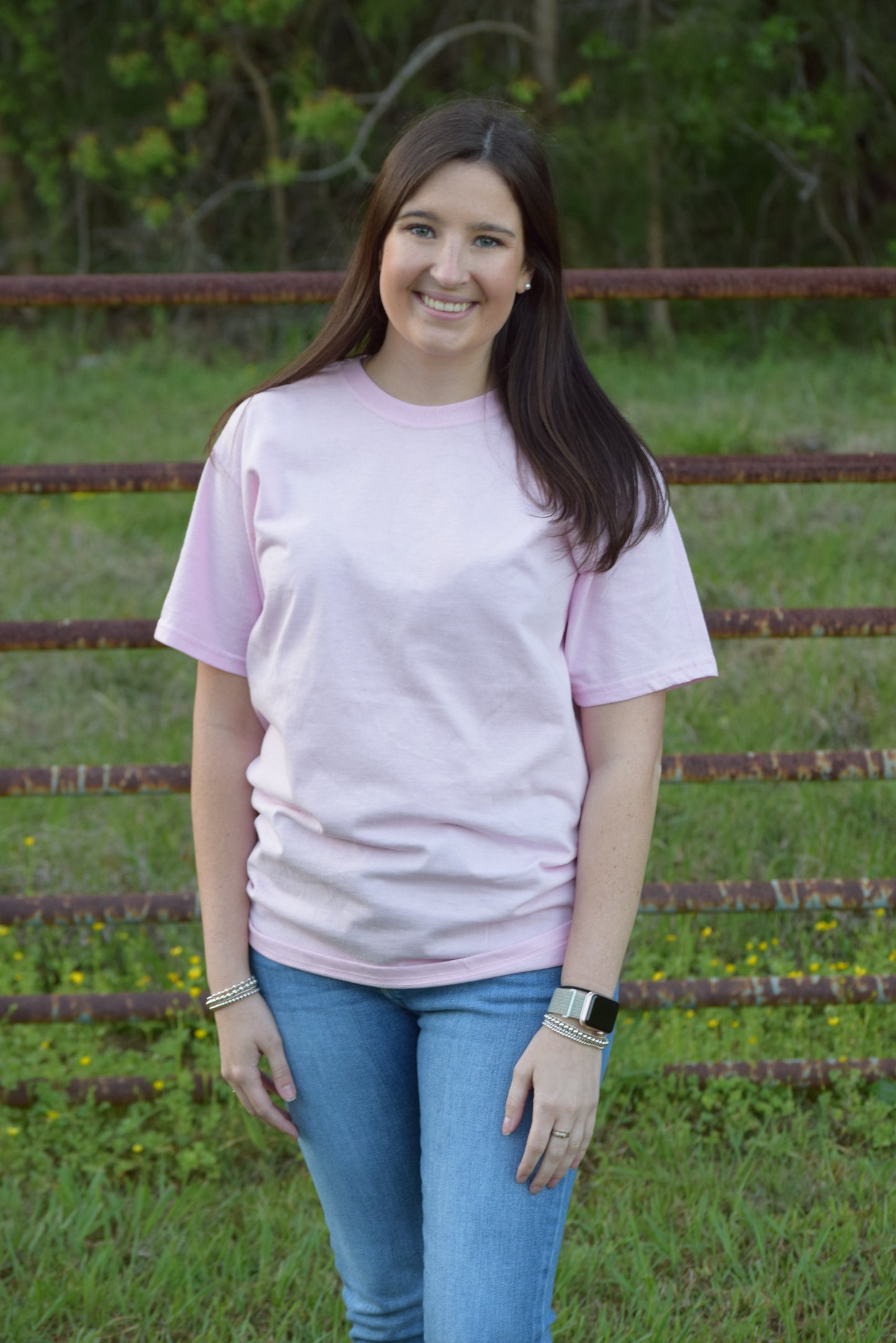 Light Pink Cotton Short Sleeve Tee
