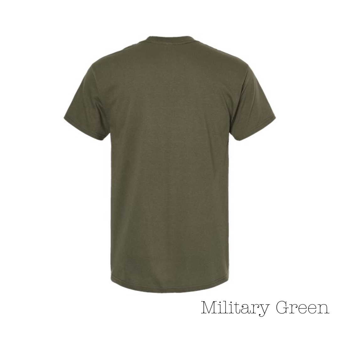 Military Green Cotton Short Sleeve Tee