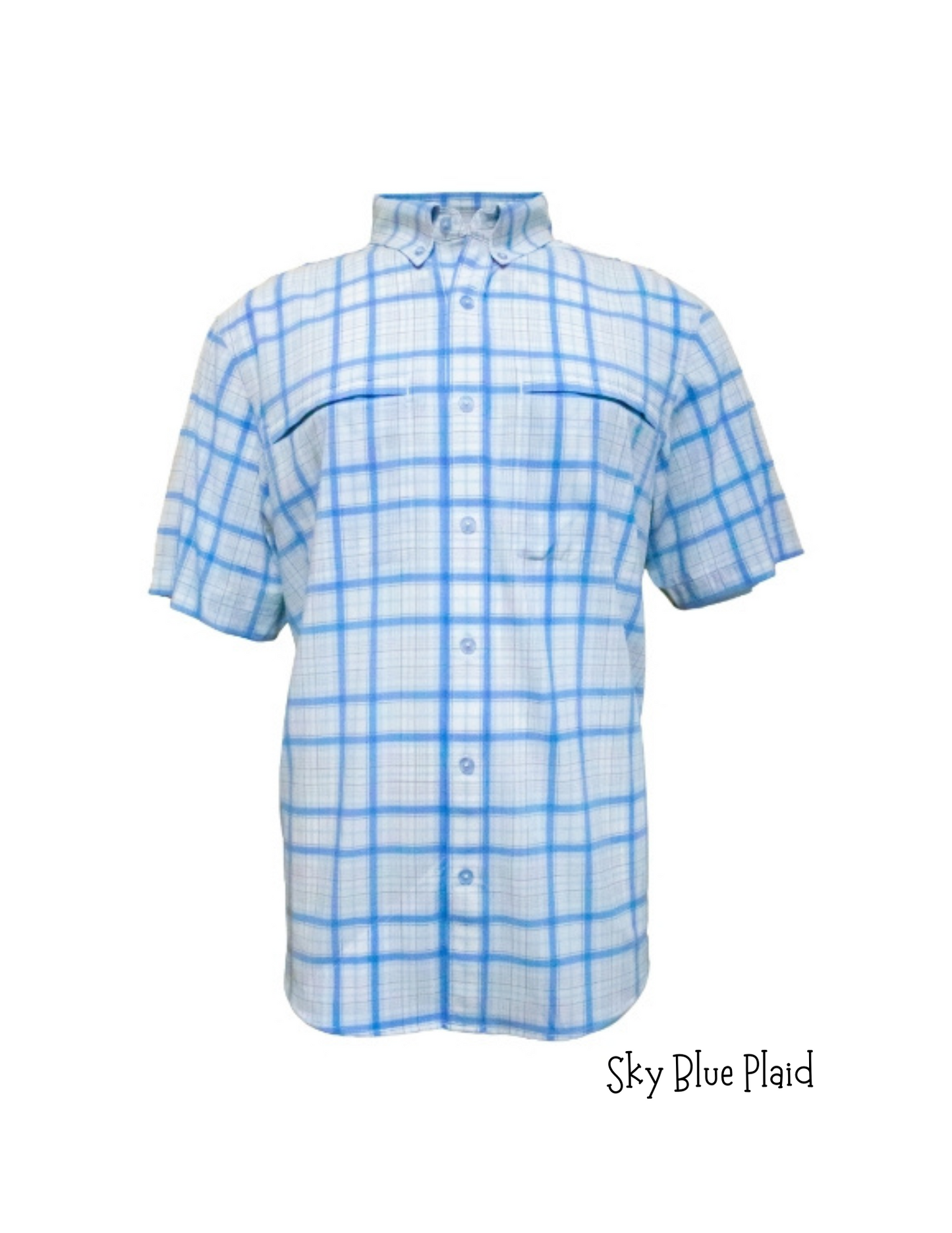 Men's Sky Blue Plaid Vented Button-Up Shirt