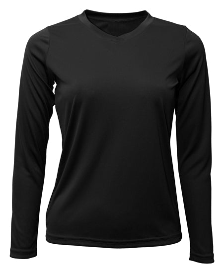 Women's Long Sleeve V-Neck 100% Polyester T-Shirt