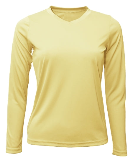 Women's Long Sleeve V-Neck 100% Polyester T-Shirt