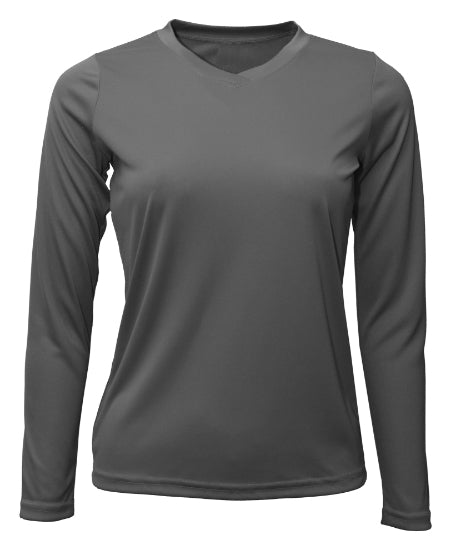 Women's Long Sleeve V-Neck 100% Polyester T-Shirt