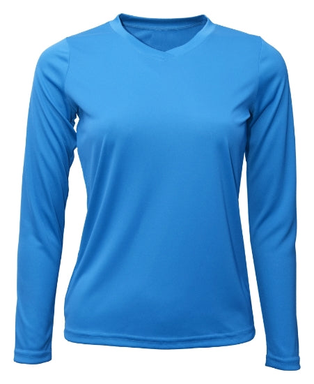 Women's Long Sleeve V-Neck 100% Polyester T-Shirt