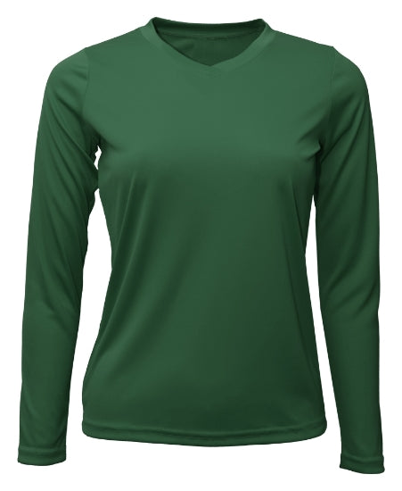 Women's Long Sleeve V-Neck 100% Polyester T-Shirt
