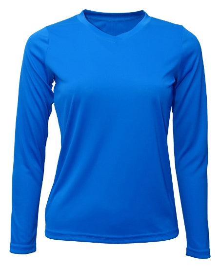 Women's Long Sleeve V-Neck 100% Polyester T-Shirt