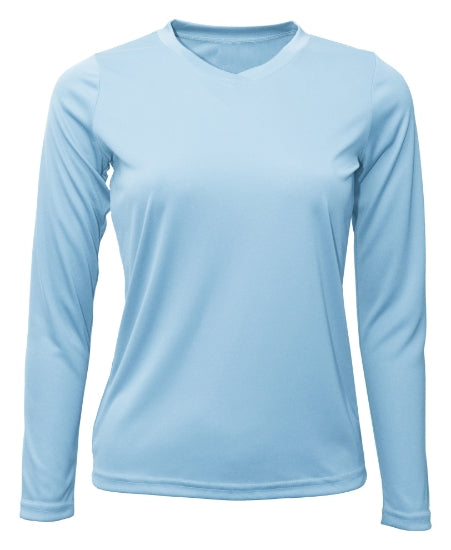 Women's Long Sleeve V-Neck 100% Polyester T-Shirt