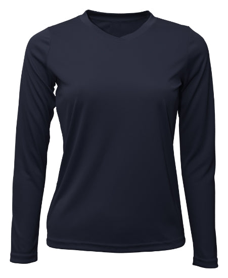 Women's Long Sleeve V-Neck 100% Polyester T-Shirt