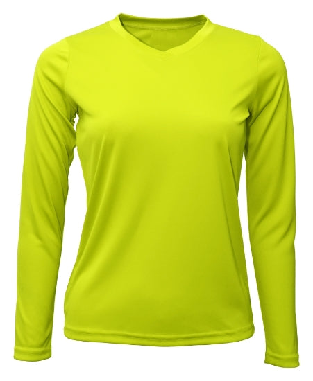 Women's Long Sleeve V-Neck 100% Polyester T-Shirt