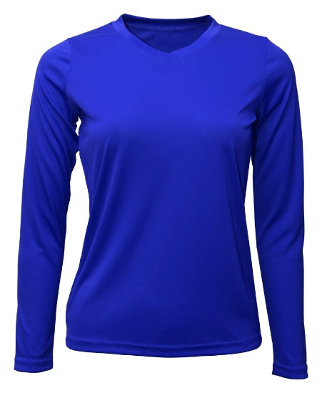 Women's Long Sleeve V-Neck 100% Polyester T-Shirt