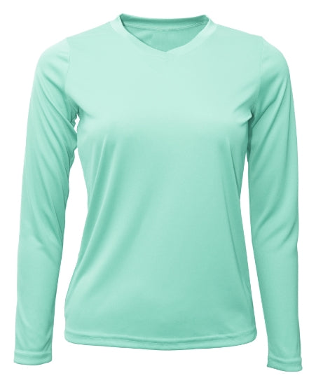 Women's Long Sleeve V-Neck 100% Polyester T-Shirt