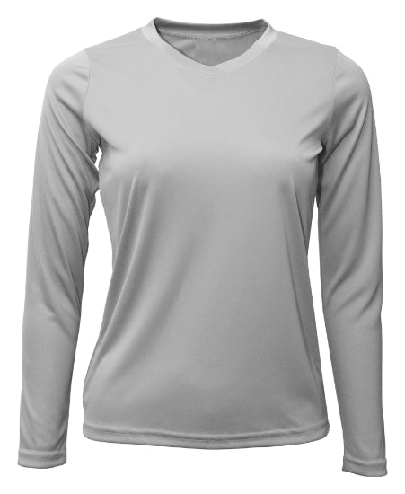 Women's Long Sleeve V-Neck 100% Polyester T-Shirt