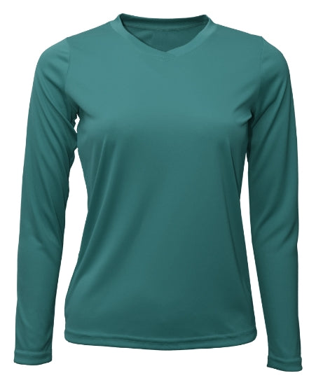 Women's Long Sleeve V-Neck 100% Polyester T-Shirt