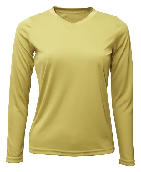 Women's Long Sleeve V-Neck 100% Polyester T-Shirt