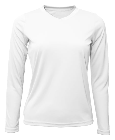 Women's Long Sleeve V-Neck 100% Polyester T-Shirt