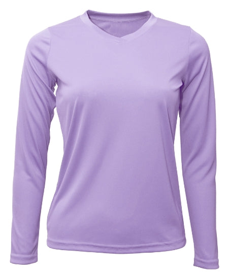 Women's Long Sleeve V-Neck 100% Polyester T-Shirt