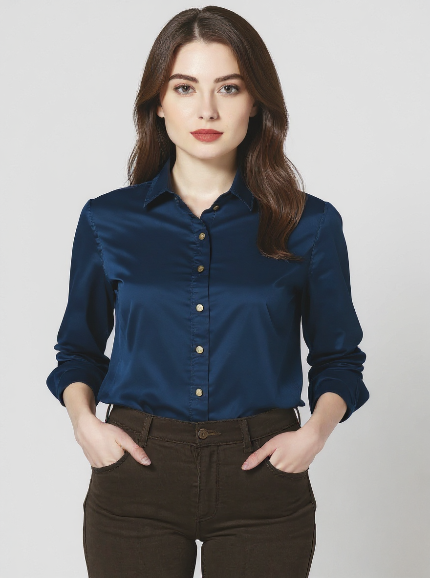 Women's Twill Long Sleeve Button-Up