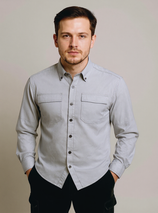 Men's Long Sleeve Vented Button Up Shirt