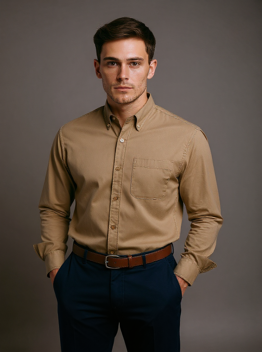 Men's Twill Long Sleeve Button-Up