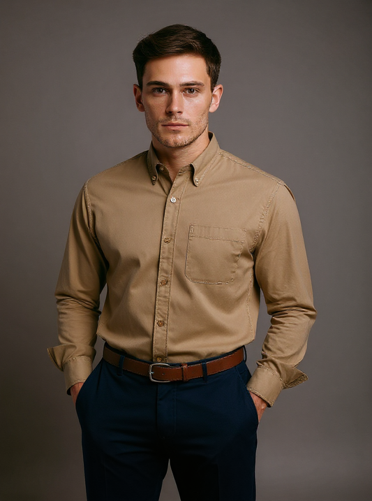 Men's Twill Long Sleeve Button-Up