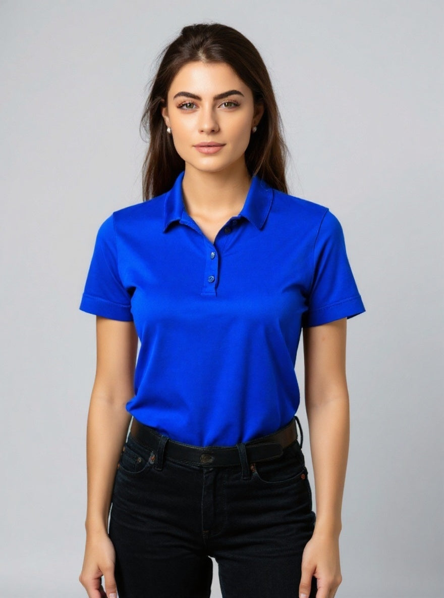Women's Solid Spandex Polo