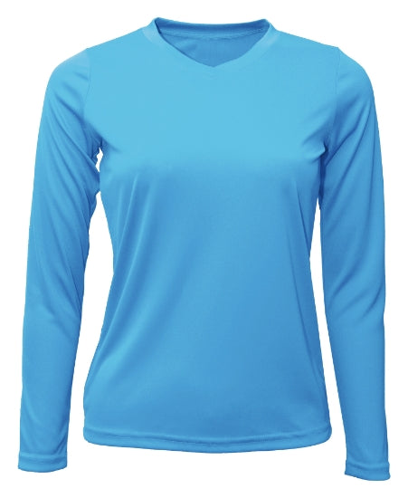 Women's Long Sleeve V-Neck 100% Polyester T-Shirt