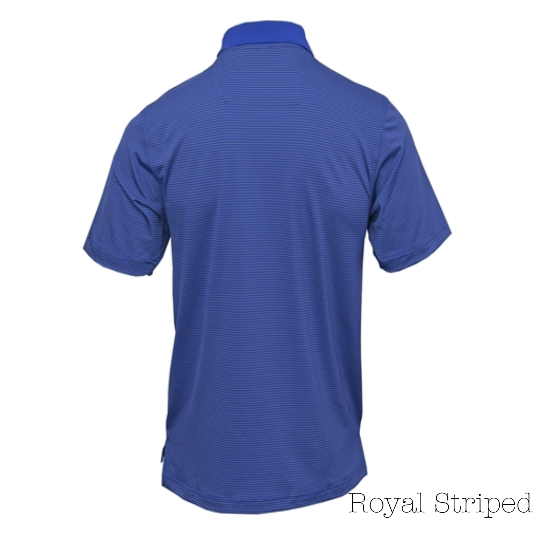 Royal and Charcoal Striped Men's Polo Shirt
