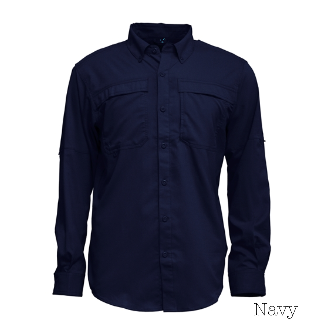 Navy Men's Long Sleeve Vented Button-Up Shirt