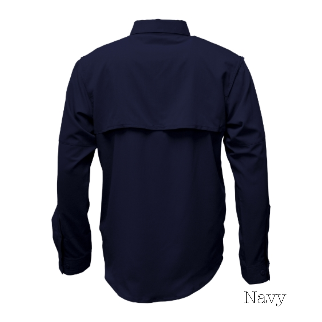 Navy Men's Long Sleeve Vented Button-Up Shirt