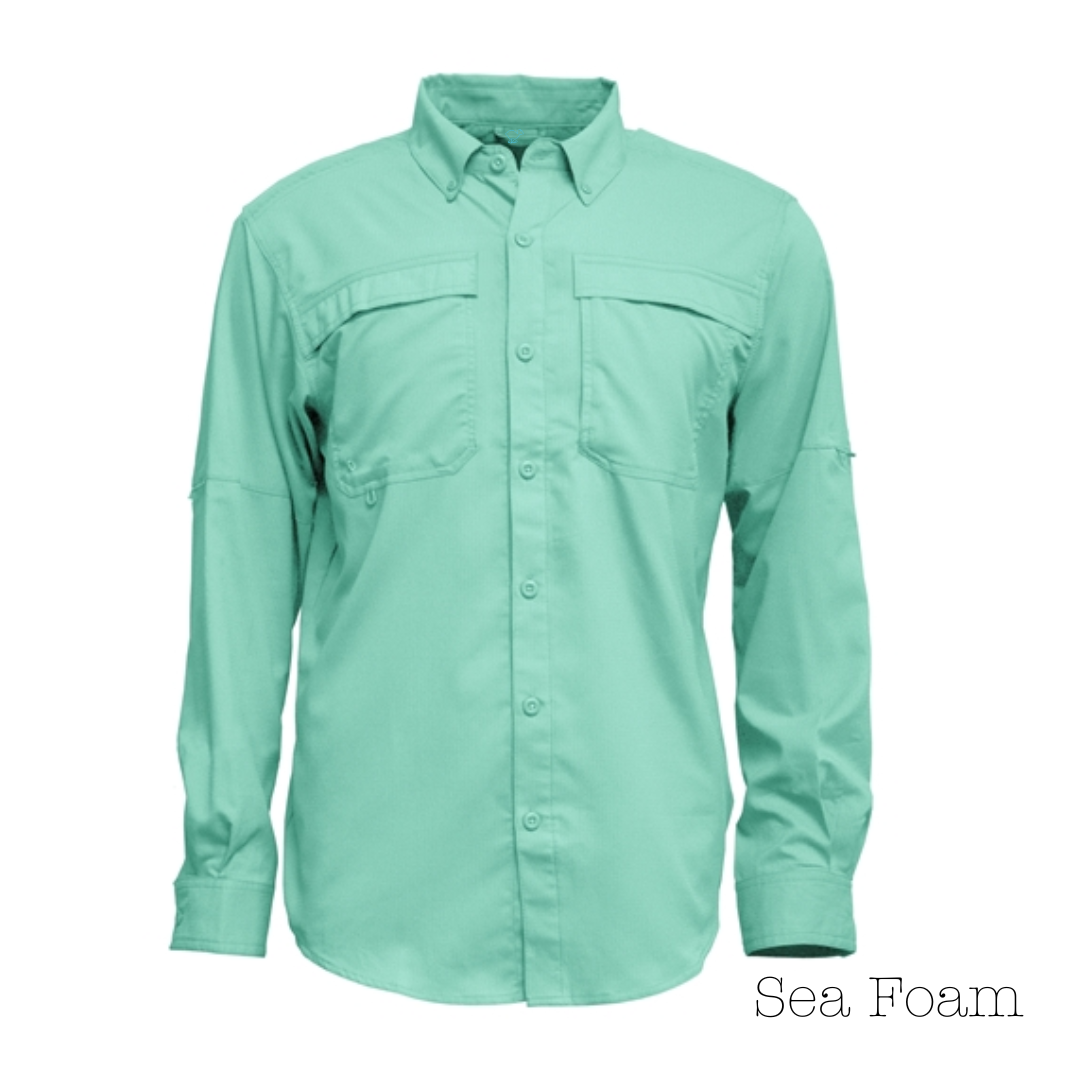 Sea Foam Men's Long Sleeve Vented Button-Up Shirt