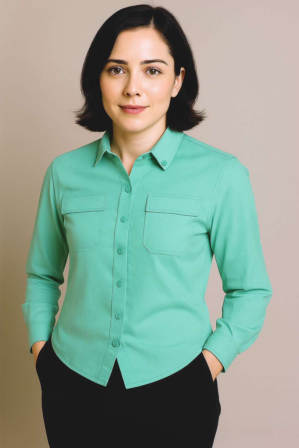 Women's Long Sleeve Vented Button-Up Shirts