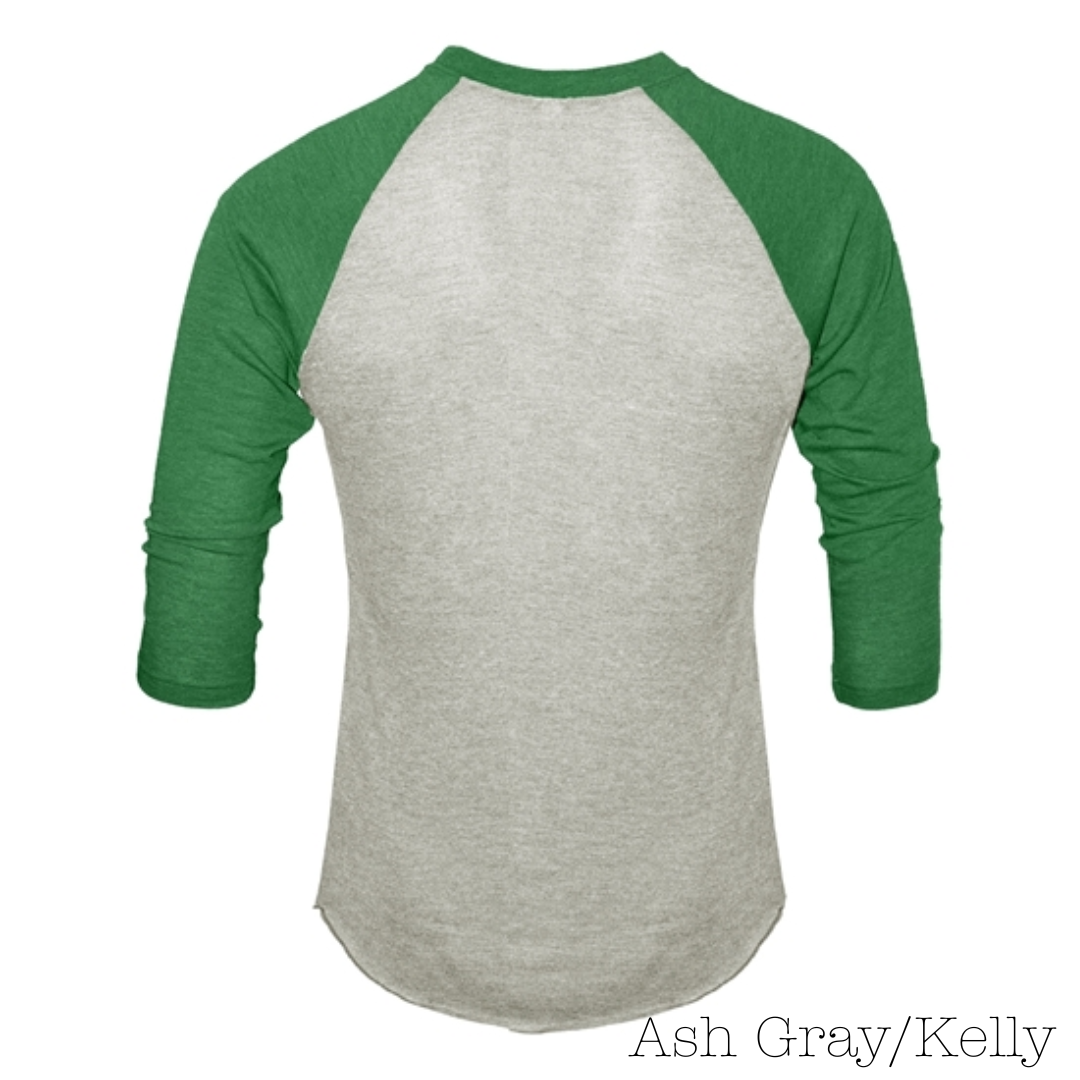 Kelly Green Tri-Blend 3/4 Sleeve Raglan