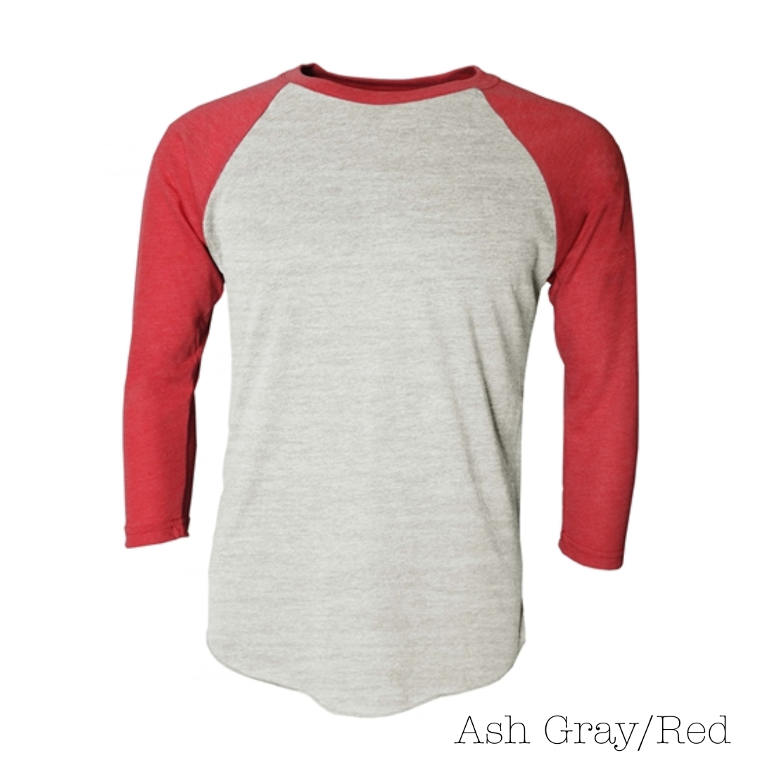 Red Tri-Blend 3/4 Sleeve Raglan
