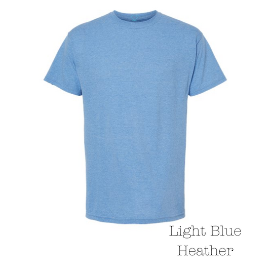 Light Blue Heather 50% Cotton / 50% Polyester Short Sleeve Tee