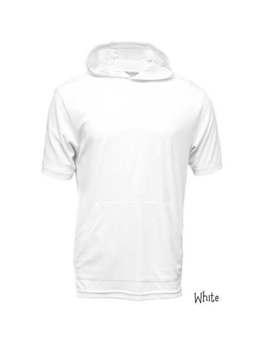 White Short Sleeve Performance Hoodie