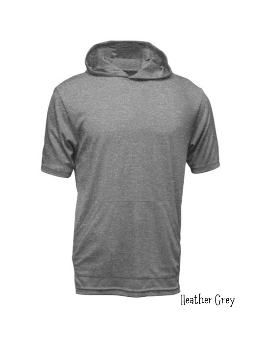 Heather Grey Short Sleeve Performance Hoodie