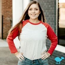Load image into Gallery viewer, Red 3/4 Sleeve Raglan