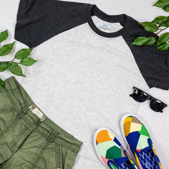 Black Short Sleeve Raglan