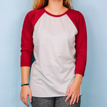 Load image into Gallery viewer, Red 3/4 Sleeve Platinum Body Raglan