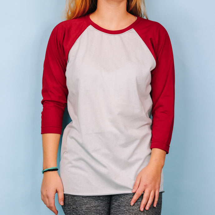 Red 3/4 Sleeve Platinum Body Raglan
