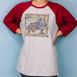 Red 3/4 Sleeve Platinum Body Raglan