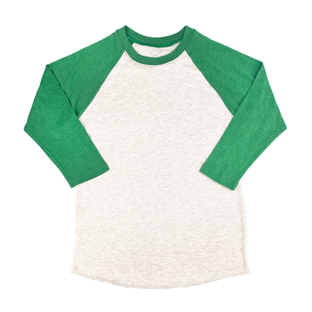 Kelly Green Tri-Blend 3/4 Sleeve Raglan