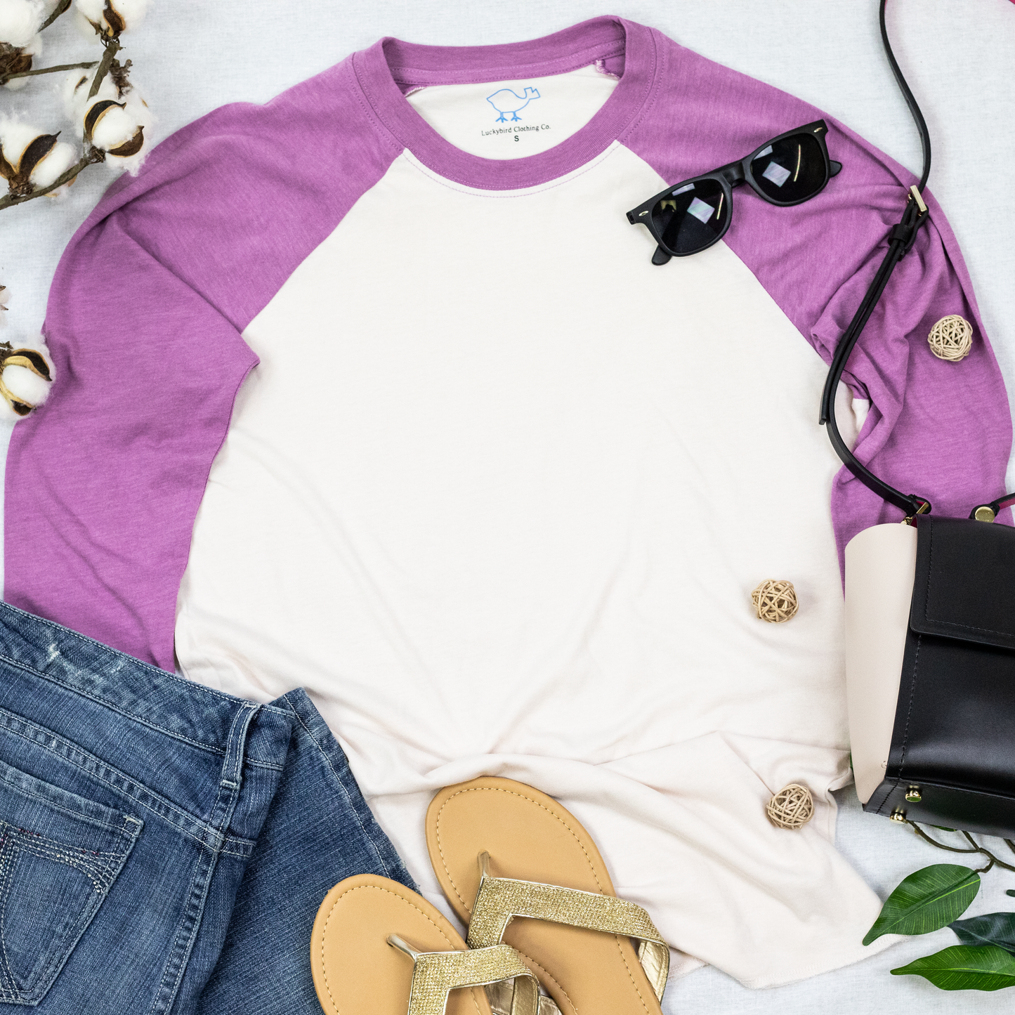 Mulberry & Blush 3/4 Sleeve Raglan