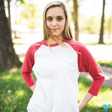 Load image into Gallery viewer, Red 3/4 Sleeve Raglan