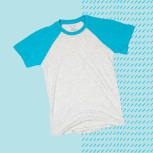 Load image into Gallery viewer, Tahiti Blue Short Sleeve Raglan