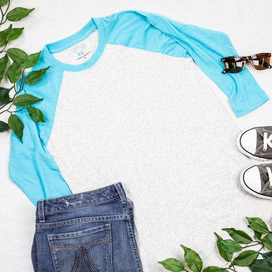 Tahiti Blue 3/4 Sleeve Raglan