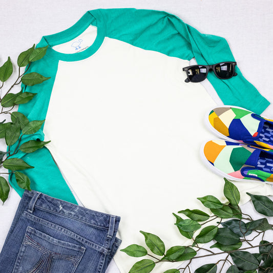 Teal & Cream 3/4 Sleeve Raglan